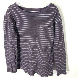 Cat & Jack Boys Childs Kids Shirt‎ Striped Gray and White Top Long Sleeve